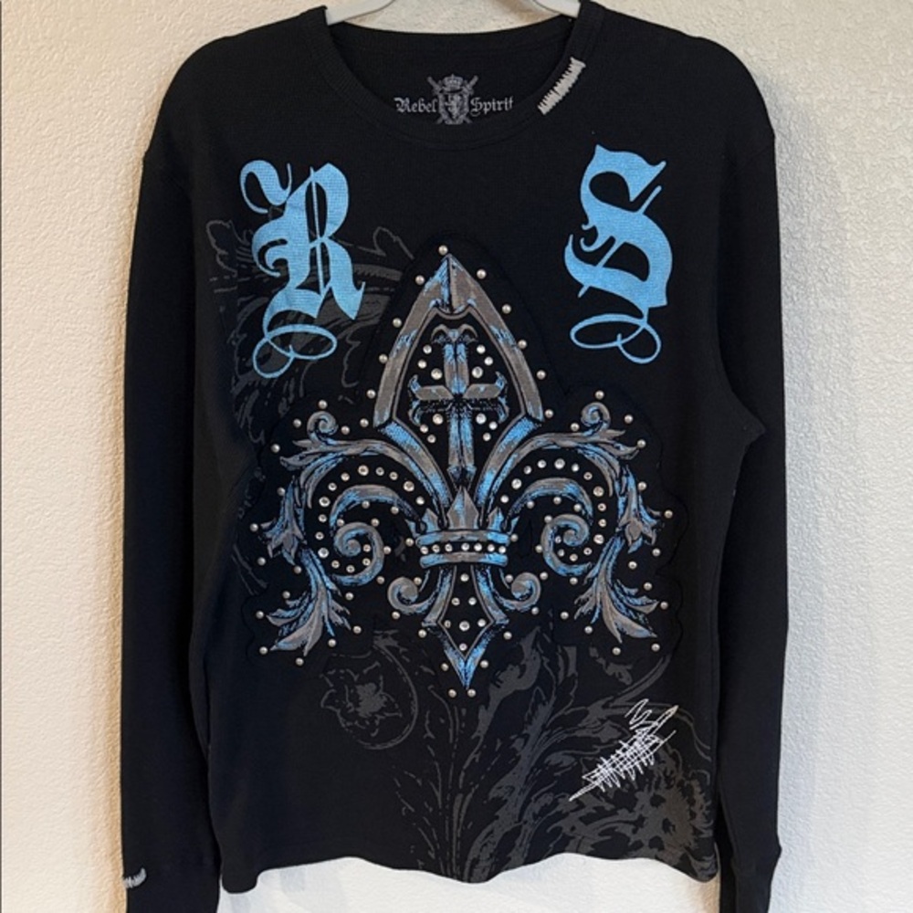 Rebel Spirit Black Thermal with Blue Fleur-de-Lis